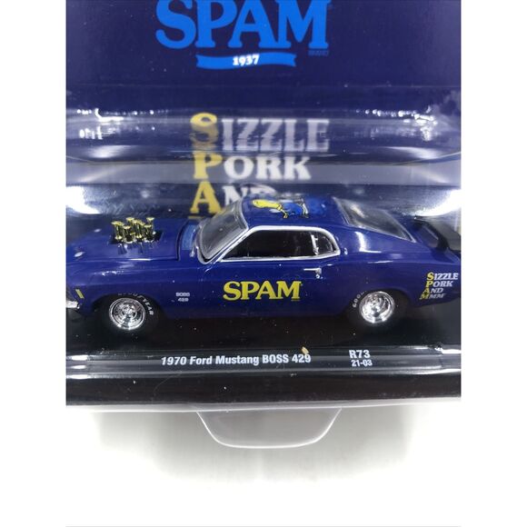 M2 Machines Auto Drivers 1: 64 Scale 1970 Ford Mustang Boss 429 Blue Spam Car - Picture 4 of 16